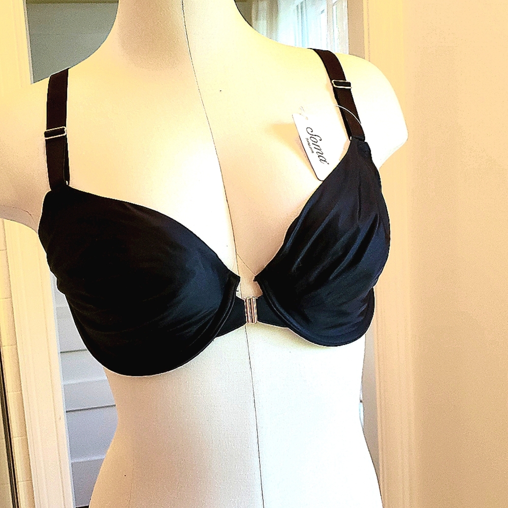 NWT SOMA Front Closure Elegant Black Bra Rose Gold Hardware